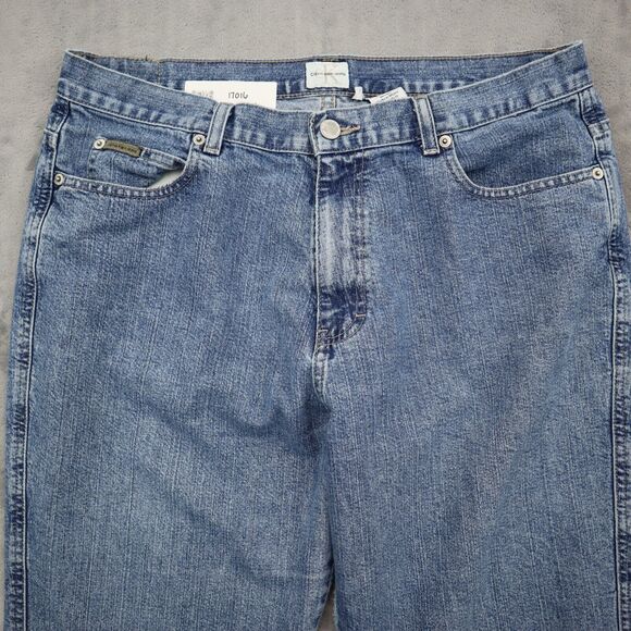 Calvin Klein Jeans Pants Womens 14 Blue Denim Flat Front Pockets High Rise - Picture 6 of 16